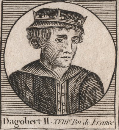 Retrato de Dagobert II, Rei dos Francos de 711a 716 - Dagobert II (676-679), Rei da Austrália - gravura de "Instruction sur l