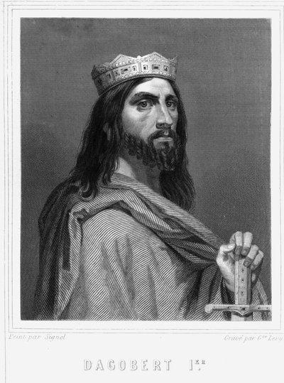 Retrato de Dagobert I (? -?) , Rei dos Francos - em "Histoire des Français" de Lavallée, gravura, sd. de Unknown artist