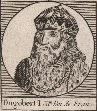 Retrato de Dagobert, Rei dos Francos de 628 a 638 - Dagobert (605-39) Rei dos Francos - gravura de "Instruction sur l