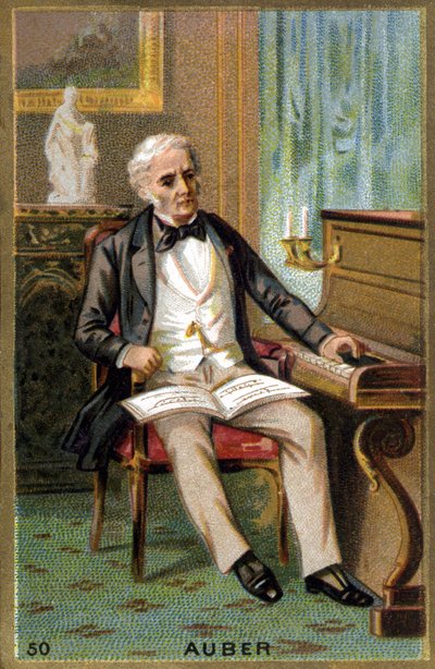 Retrato de Daniel François Esprit Auber (1782-1871), compositor francês. Cromolitografia do século XIX. de Unknown artist