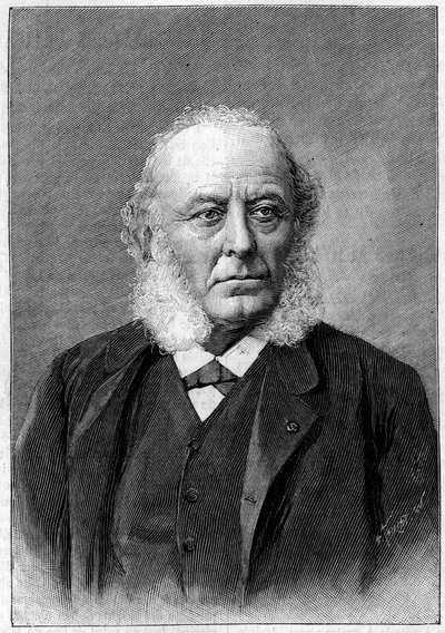 Retrato do Dr. Aristide Verneuil (1823-1895), cirurgião francês, membro da Academia de Ciências e da Academia de Medicina. Gravura em "La Nature: Revue des sciences et de leurs applications aux arts et a l