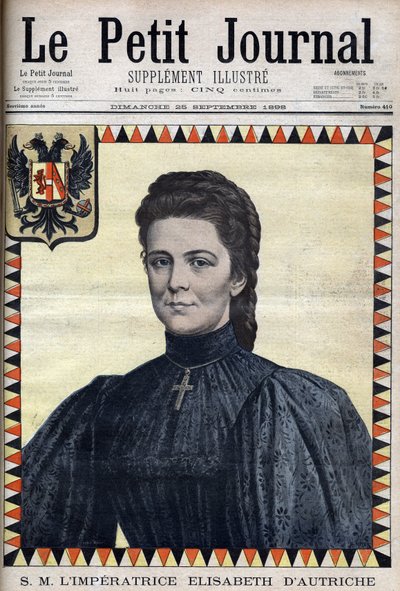Retrato de Elisabeth of Austria (Sissi) - no "The Petity Journal" de 25/09/1898 de Unknown artist