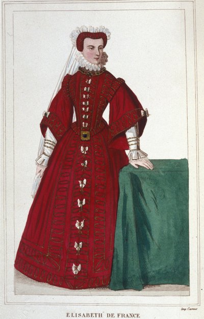 Retrato de Elisabeth de France 1545 - 1568 Filha de Henrique II e Catarina de Medici (Caterina de Medici) gravura de 1830 de Unknown artist