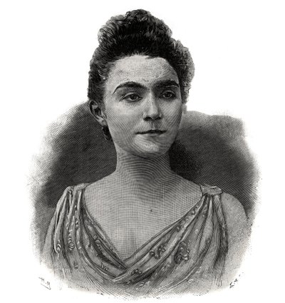 Retrato de Emma Laure Esther Guilbert, dit Yvette Guilbert (1865-1944) Cantora francesa do café-concerto - Gravura de 1892 de Unknown artist