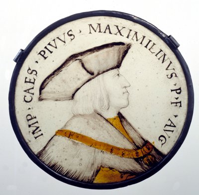 Retrato do Imperador Maximiliano I dos Habsburgos (1459-1519). Vidro manchado do século XVI. Paris, Museu da Legião d