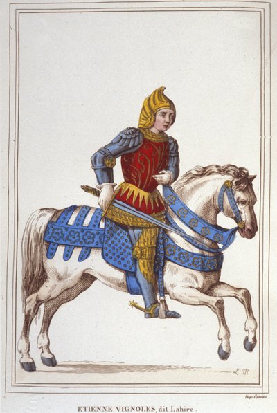 Retrato de Etienne de Vignoles ou Vignolles dit La Hire (Lahire). Guerreiro francês 1390-1443.gravura de 1830 de Unknown artist