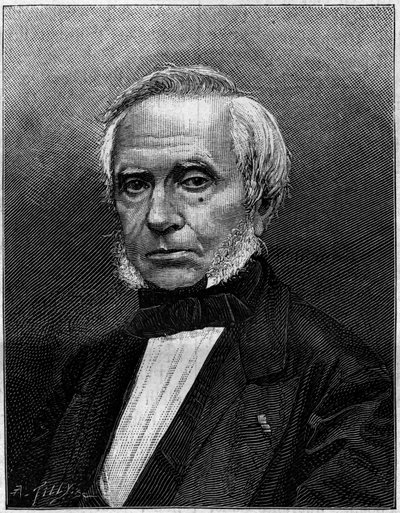 Retrato de Eugene Bourdon (1808-1884), engenheiro francês, inventor do "manómetro Bourdon" para medir a pressão. Gravura em "Natureza. Revue des sciences et de ses applications aux arts et à l