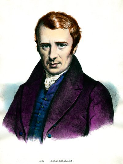 Retrato de Felicite Robert de Lamennais (1782-1854) escritor francês. Gravura da Coleção Privada do século XIX de Unknown artist