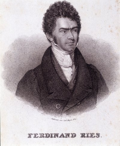 Retrato de Ferdinand Ries (1784 - 1838) Compositor e pianista alemão. Gravura do século XIX. de Unknown artist