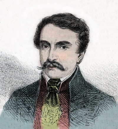 Retrato de Ferenc Deak (1803-1876), político húngaro - Gravura de "The Illustrous World" (O Mundo Ilustrado) de Unknown artist