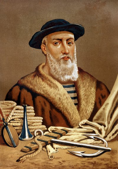 Retrato de Fernand de Magalhães. em português Fernand de Magalhães navegador português (1480 a 1521). depois de hombres y Mujeres celebres. Barcelona 1877. de Unknown artist