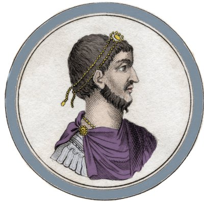 Retrato de Flávio Cláudio Juliano (331-363), chamado Juliano o Apóstata também chamado Juliano o Filósofo ou Juliano II ou Juliano o Imperador. Gravura do século XIX. de Unknown artist
