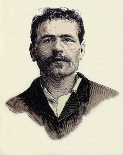 Retrato de François Claudius Koenigstein (1859-1892), ativista terrorista anarquista francês. Gravura do século XIX de Unknown artist