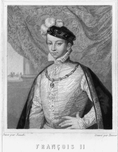Retrato de Francisco II (1544 - 1560), Rei de França - em "Histoire des Français" de Lavallée, gravura, sd. de Unknown artist