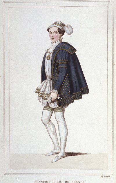 Retrato de François II (1544 - 1560), gravura do Rei de França a partir de 1830 de Unknown artist