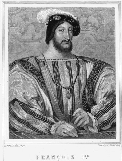 Retrato de François I (1494 - 1547), Rei de França - em "Histoire des Français" de Lavallée, gravura, sd. de Unknown artist