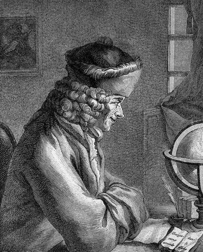 Retrato de François Marie Arouet dit Voltaire (1694 - 1778) no Chateau de Ferney, em 1764. de Unknown artist