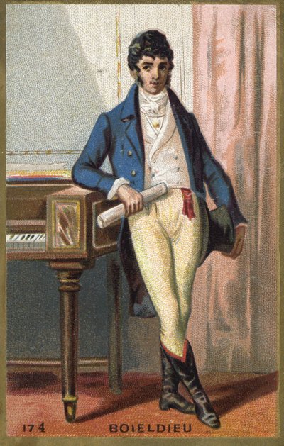 Retrato de François Adrien Boieldieu (1775 - 1834), compositor francês. Cromolitografia do final do século XIX. de Unknown artist