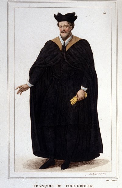 Retrato de François de Fougerolles, latinista, doutor em Medicina. Ele viveu no século XVI. Gravura a partir de 1830. de Unknown artist