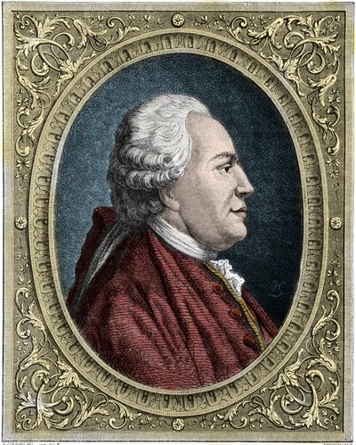 Retrato de Franz-Anton Mesmer (1734-1815) (Frederic Antoine Mesmer - Franz Anton Mesmer) Médico alemão, fundador da teoria do magnetismo animal (mesmerismo). Gravura a cores do século XIX. de Unknown artist