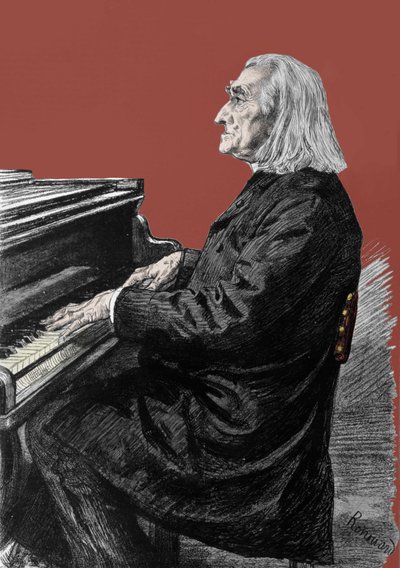 Retrato de Franz Liszt (1811-1886), compositor e pianista húngaro de piano. de Unknown artist