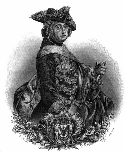 Retrato de Frederic II (1712-1786), Rei da Prússia, conhecido como Frederic, o Grande. de Unknown artist