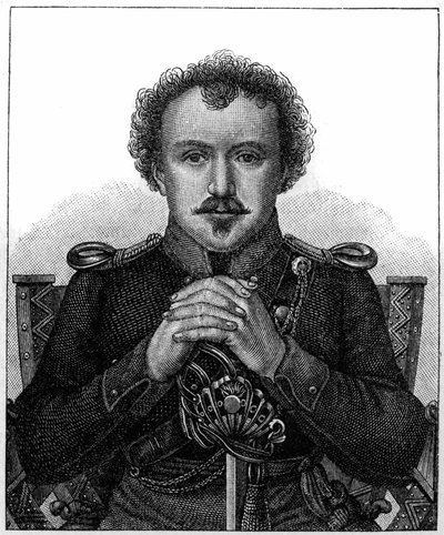 Retrato de Friedrich Heinrich Karl de la Motte, Barão Fouque conhecido como La Motte-Fouque (1777-1843) escritor romântico alemão. de Unknown artist