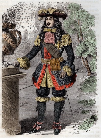 Retrato de Gabriel Nicolas de la Reynie (1625-1709) primeiro tenente-general de polícia de Paris" (Retrato de Gabriel-Nicolas de la Reynie fundador da primeira força policial moderna) Gravura da colecção privada do século XIX de Unknown artist