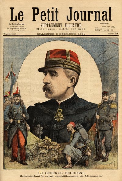 Retrato do General Jacques Charles Duchesne (1837-1918), comandante das forças armadas enviado a Madagáscar em 1894, ele tomou Tananarive. Gravura no "Le petit journal" 3/12/1894. A coleção de Selva. de Unknown artist