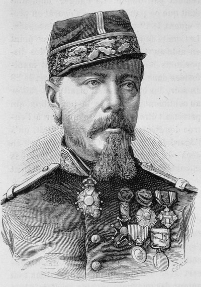 Retrato do General Lecomte que foi baleado pelos insurgentes em 1871. Gravura do final do século XIX em "Histoire de France" de H. Martin. de Unknown artist