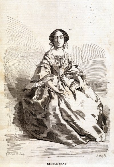 Retrato de George Sand (Aurore Dupin, Baronne Dudevant) (1804-1876). de Unknown artist