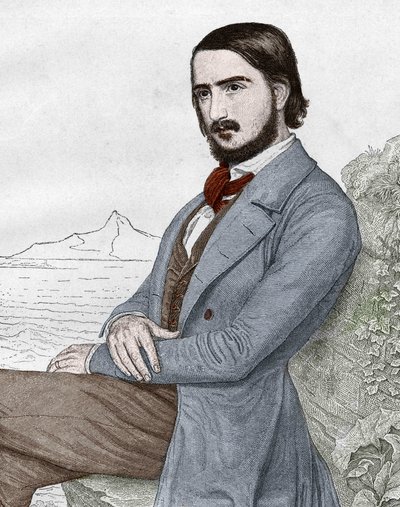 Retrato de Georges (Georg) Herwegh (1817-1875) poeta alemão, com base na pintura de C. HITZ. de Unknown artist