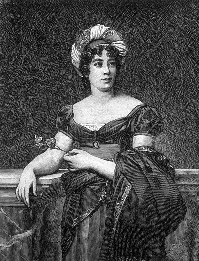 Retrato de Germaine Necker, Baronesa de Staël-Holstein, conhecida como Madame de Staël (1766 - 1817), escritora francesa. de Unknown artist