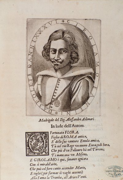Retrato de Gerolamo Fantini (página de título do seu Método para aprender a tocar trompete de Unknown artist