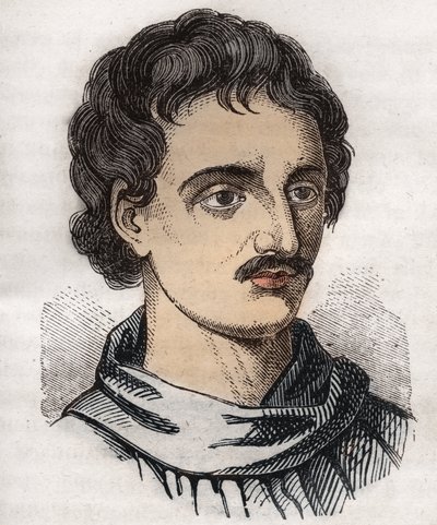 Retrato de Giordano Bruno (1548-1600) frade dominicano italiano, filósofo, matemático, poeta e astrólogo. de Unknown artist