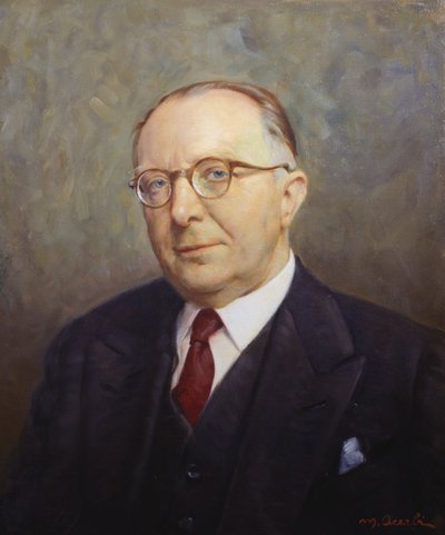 Retrato de Guido Ucelli, fundador do Museu Nacional de Ciência e Tecnologia Leonardo da Vinci em Milão de Unknown artist
