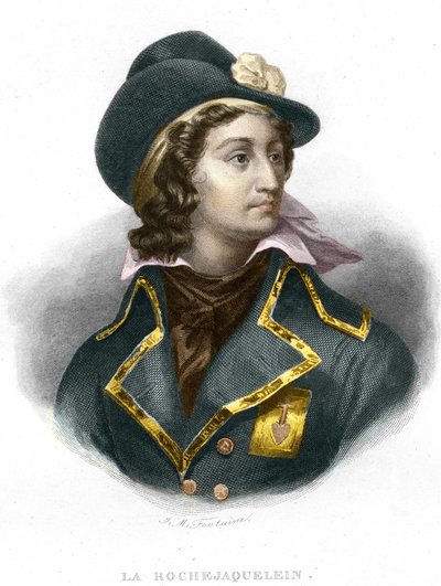 Retrato de Henri du Vergier, Conde de La Rochejaquelein (ou Verger de La Rochejacquelein) (1772-1794), gravura do General Vendeen de 1854 de Unknown artist