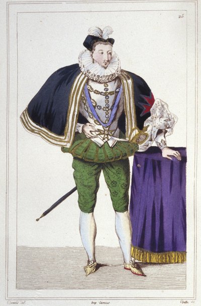 Retrato de Henrique III (1551 - 1589), Rei de França. gravura de 1830 de Unknown artist