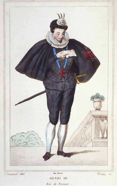 Retrato de Henrique III (1551 - 1589), Rei de França. gravura de 1830 de Unknown artist