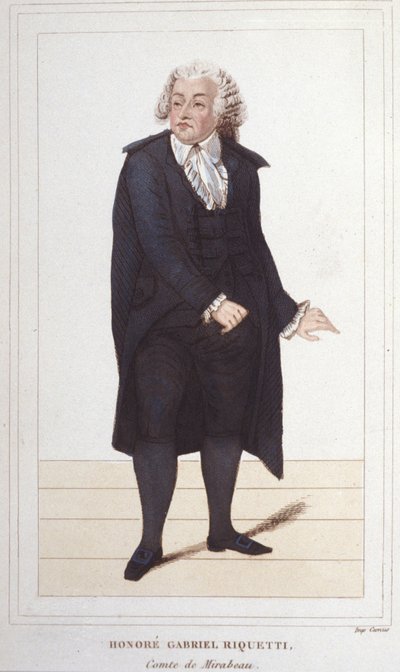Retrato de Honore Gabriel (Honore-Gabriel) Riqueti, Conde de Mirabeau (1749-1791), político francês. gravura de 1830 de Unknown artist