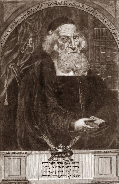 Retrato de Isaac Aboab da Fonseca (1605-1693) - Isaac Aboab Foonseca - rabino, estudioso, cabeleireiro e escritor de Unknown artist