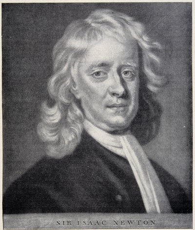 Retrato de Isaac Newton, o original preservado de perto no Observatório de Berlim. de Unknown artist