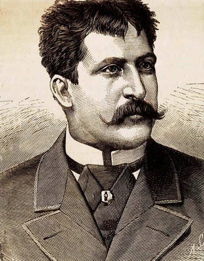 Retrato da cantora lírica italiana Mattia Battistini (1857-1928). Gravura do século XIX. de Unknown artist