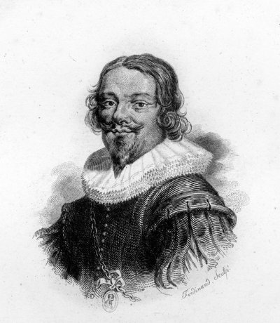 Retrato de Jacques Callot (1592 - 1635), gravador e caricaturista francês, gravura do século XIX de Unknown artist