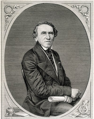 Retrato de Jakob Liebmann Beer, conhecido como Giacomo Meyerbeer (1791 - 1864), compositor alemão. Gravura do século XIX. de Unknown artist