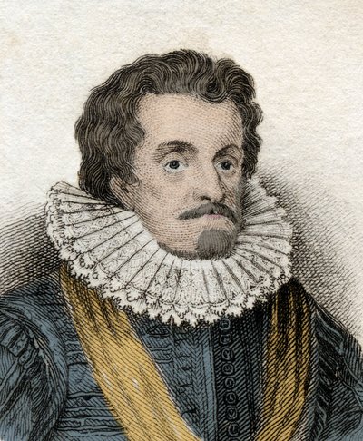 Retrato de James I (James 1st Stuart) (1566-1625), Rei de Inglaterra e Irlanda (ou James VI (ou James VI), Rei da Escócia) Gravura do século XIX. de Unknown artist