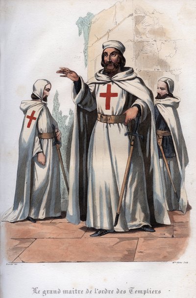 Retrato de Tiago de Molay (Jacques de Molay) (Molai) (1243-1314), Grão Mestre dos Cavaleiros Templários. Gravura de 1842 em "Histoire des popes" de Maurice Lachatre. Coleção particular. de Unknown artist