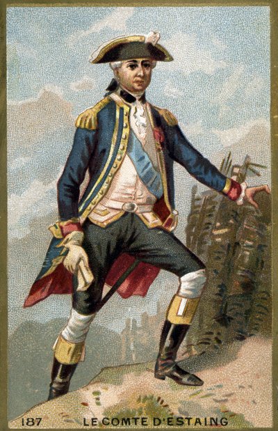Retrato de Jean Baptiste, Conde de Estaing (1729 - 1794), Almirante francês. Cromolitografia do século XIX. de Unknown artist