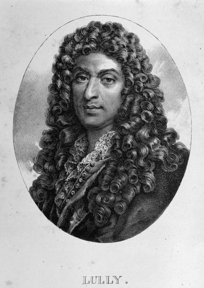 Retrato de Jean Baptiste Lully (Giovanni Battista Lulli) (1632-1687), compositor francês de origem italiana. Gravura do século XIX. de Unknown artist