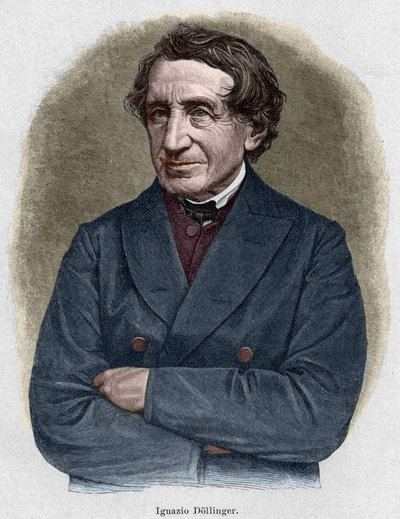 Retrato de Johann Joseph Ignaz von Dollinger (1799 - 1890), sacerdote Alllemand e professor de história eclesiástica. Gravura do século XIX. de Unknown artist